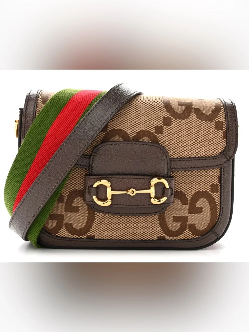 Gucci Monogram Jumbo GG Horsebit 1955 Crossbody Bag - Picture 1 of 16